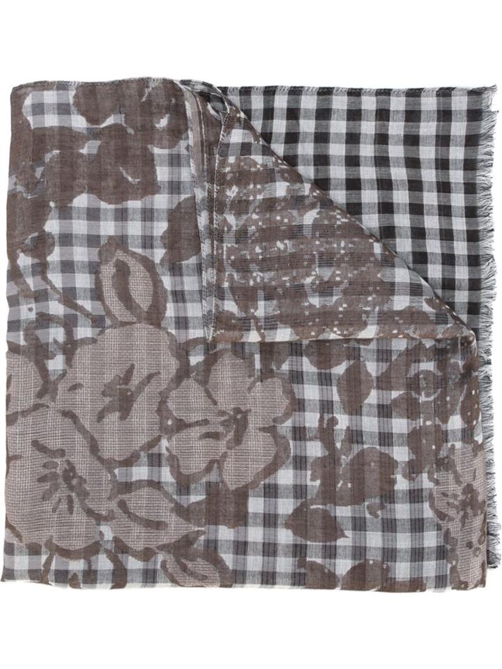 Etro Checked Floral Print Scarf