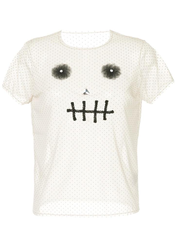 Tu Es Mon Trésor Skull Dotted Mesh T-shirt - White