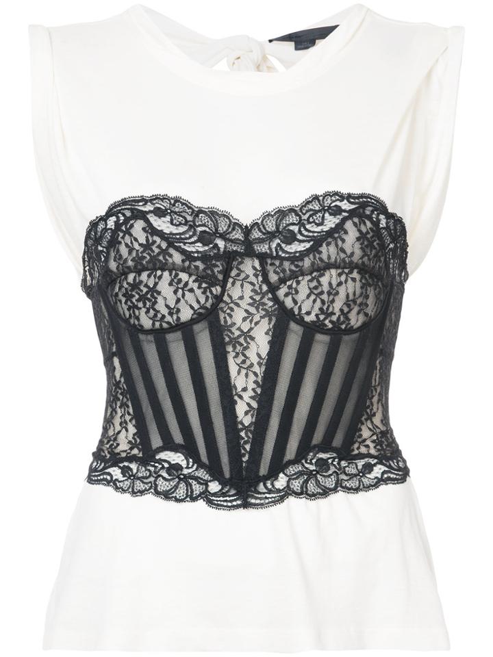 Alexander Wang Lace Bustier Trompe L'oei Blouse - White