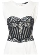 Alexander Wang Lace Bustier Trompe L'oei Blouse - White