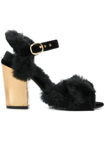Fausto Zenga Fur Sandals - Black
