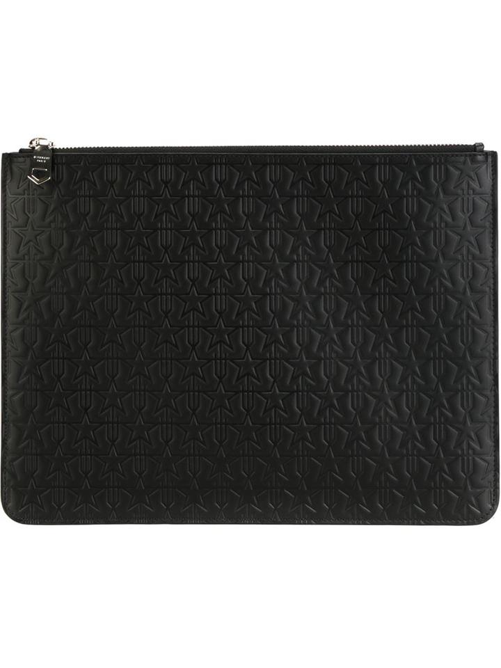 Givenchy Star Embossed Clutch, Men's, Black, Calf Leather