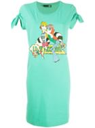 Love Moschino Logo Jersey Dress, Women's, Size: 38, Green, Cotton/spandex/elastane