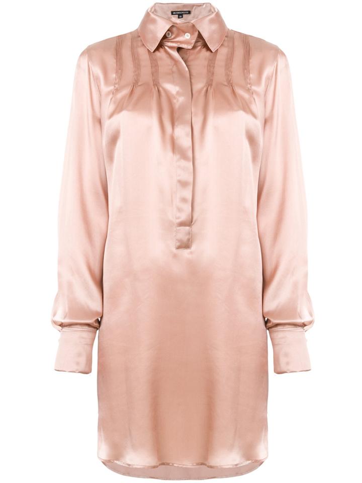 Ann Demeulemeester Long-line Shirt Dress - Pink & Purple