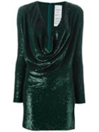 Ashish Sequined Cowl Neck Dress, Women's, Size: Small, Green, Silk/pvc
