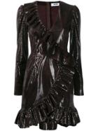 Msgm Sequin Embellished Ruffle Dress - Brown
