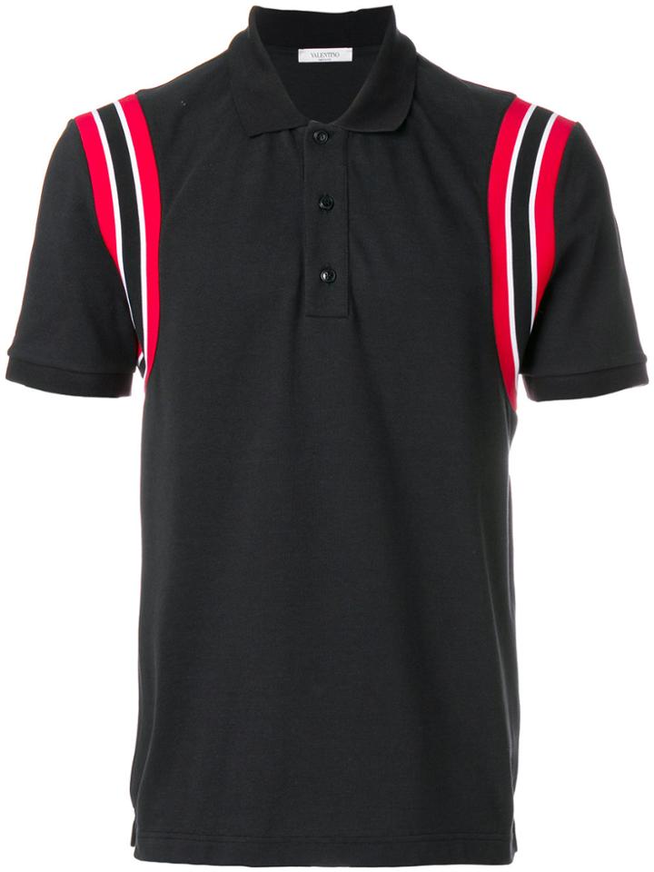 Valentino Striped Shoulder Polo Shirt - Black