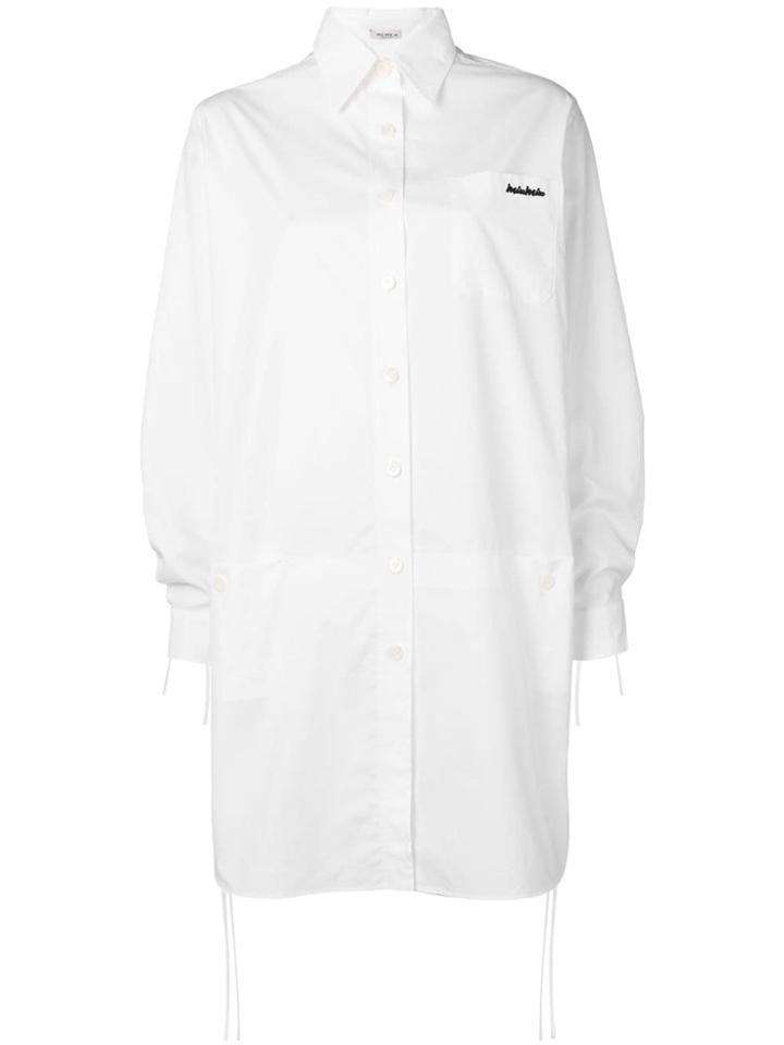 Miu Miu Logo Embroidered Shirt Dress - White