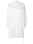 Miu Miu Logo Embroidered Shirt Dress - White
