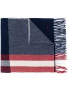 Bally Striped Fringed Scarf - Blue