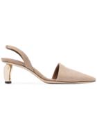 Rejina Pyo Beige Connie 20 Sculptured Heel Leather Slingbacks -