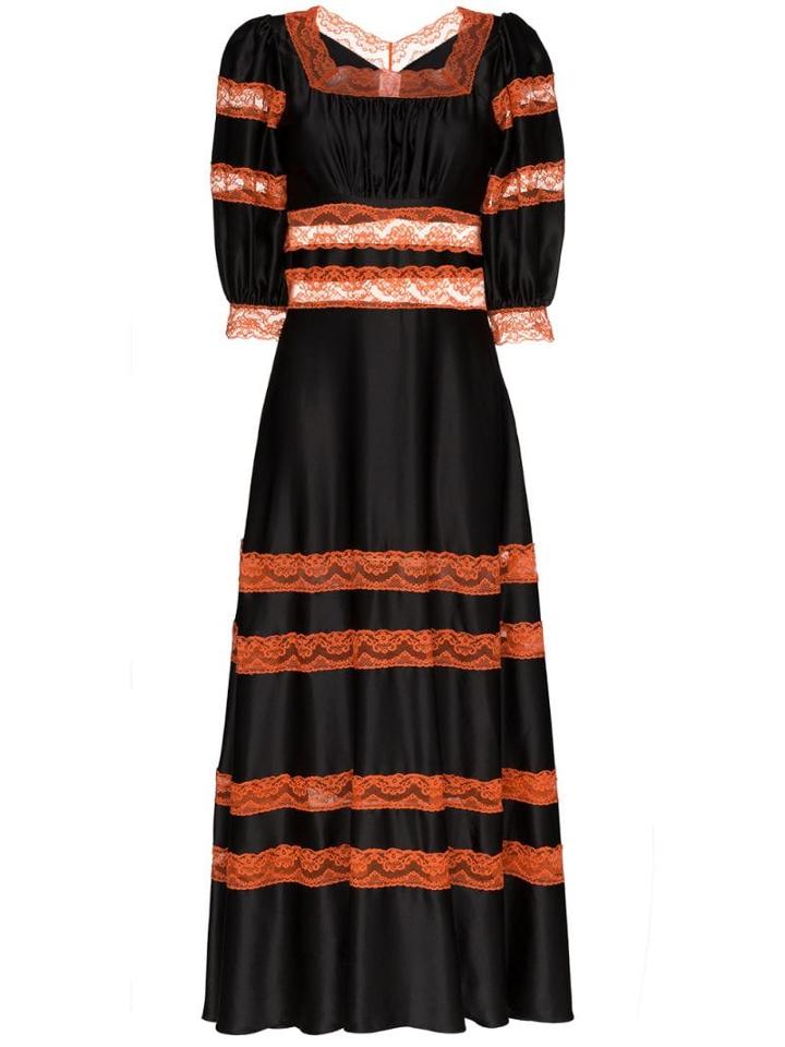 Shrimps Cressida Lace-panel Silk Dress - Black