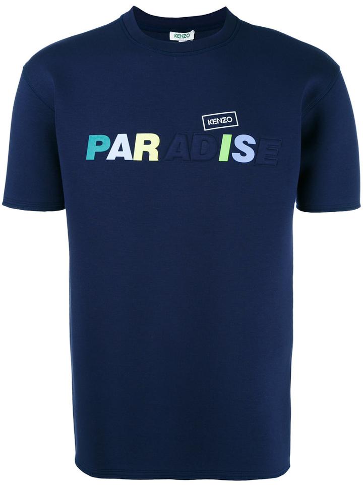 Kenzo Paradise Slogan T-shirt, Men's, Size: Medium, Blue, Spandex/elastane/viscose/lyocell/cotton