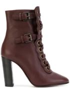 Chloé Orson Lace-up Boots - Red