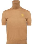 Prada Turtleneck Shortsleeved Knitted Blouse - Brown