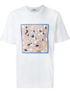 Msgm Milano Map Print T-shirt, Men's, Size: Xl, White, Cotton