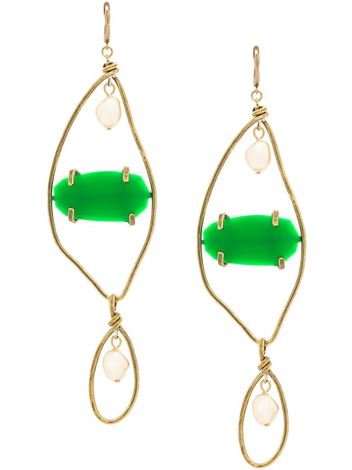 Marni Large Gemstone Pendant Earrings - Metallic