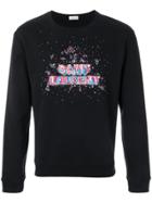 Saint Laurent Bead Embroidery Logo Sweatshirt - Black