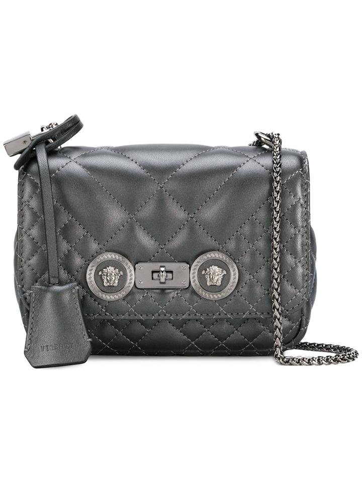 Versace Small Quilted Icon Crossbody Bag - Grey