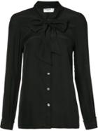 Frame Denim Tied Neck Shirt, Women's, Size: Large, Black, Silk