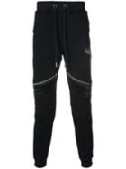 Philipp Plein - Leather Zippers Sweatpants - Men - Cotton/leather - Xl, Black, Cotton/leather
