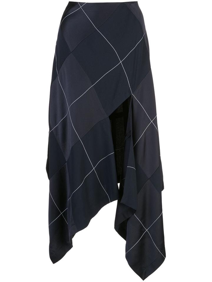 Monse Satin Panelled Plaid Skirt - Blue