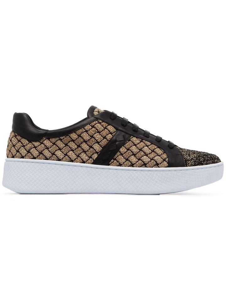 Bottega Veneta Woven Metallic Fabric Trainers - Black