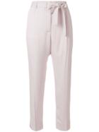 Mauro Grifoni Belted Cropped Trousers - Pink & Purple