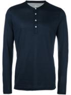 Eleventy Henley Longsleeved T-shirt, Men's, Size: Xl, Blue, Cotton
