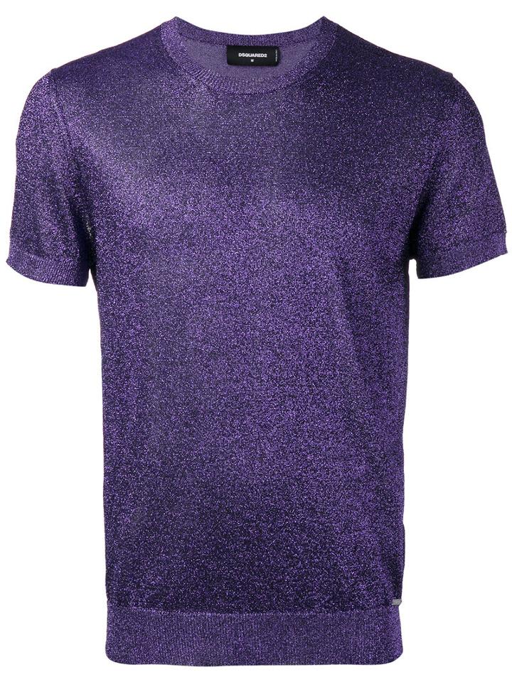 Dsquared2 Short Sleeve Lurex Knit, Men's, Size: Medium, Grey, Cotton/polyester/viscose