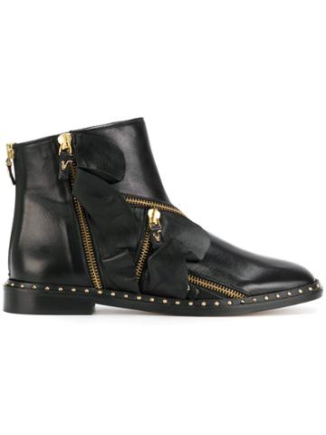 Racine Carree Zip Detail Ankle Boots - Black