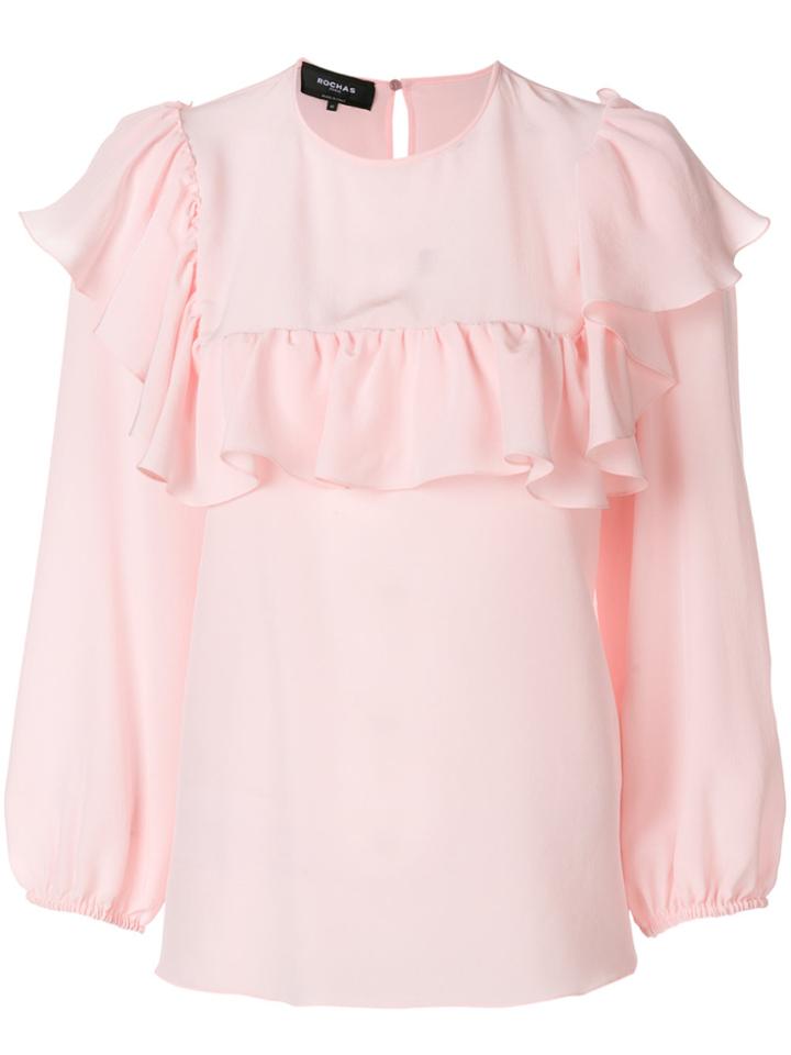 Rochas Ruffle Detail Blouse - Pink & Purple