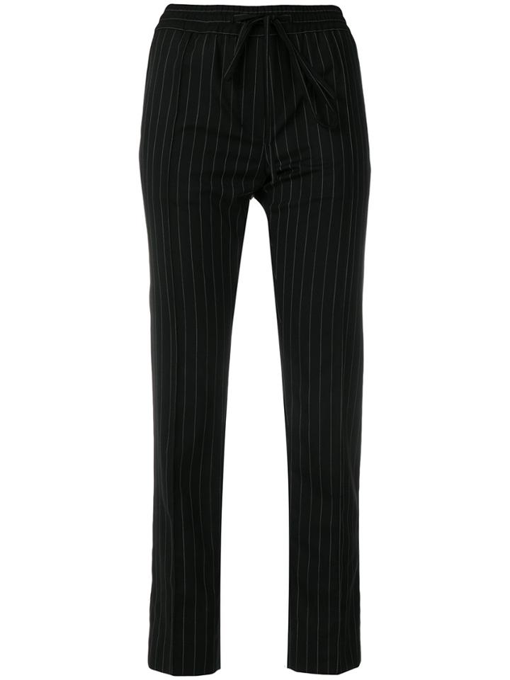 Juun.j Elasticated Waist Pinstripe Trousers - Black