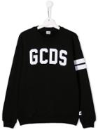 Gcds Kids Logo Print Sweatshirt - Black