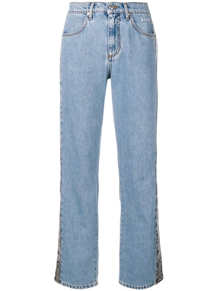 Msgm Snakeskin Effect Stripe Jeans - Blue