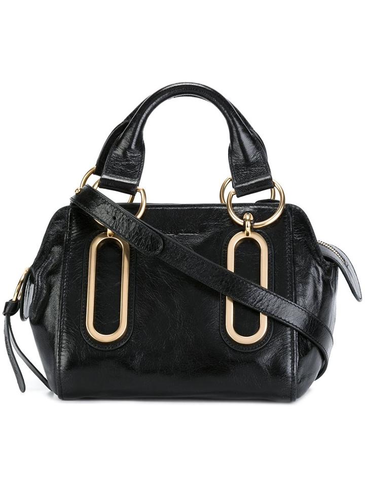 See By Chloé Small 'paige' Tote, Women's, Black, Calf Leather/cotton