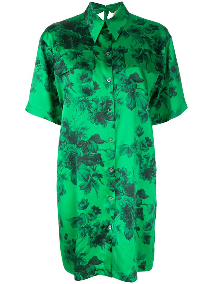 No21 Floral Print Shirt Dress - Green