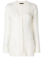 Incentive! Cashmere Long V-neck Cardigan - White