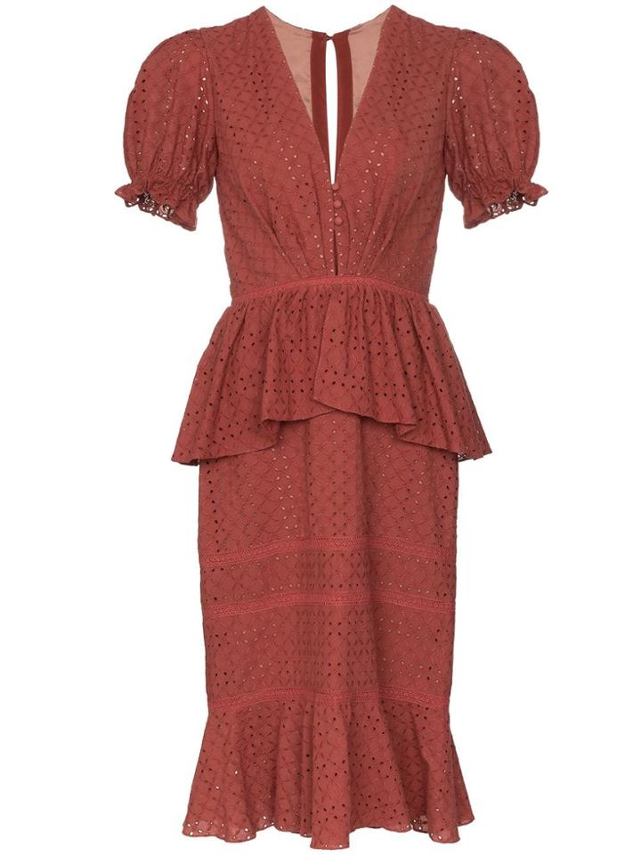 Johanna Ortiz Dandyism Broderie-anglaise Dress - Red