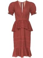Johanna Ortiz Dandyism Broderie-anglaise Dress - Red