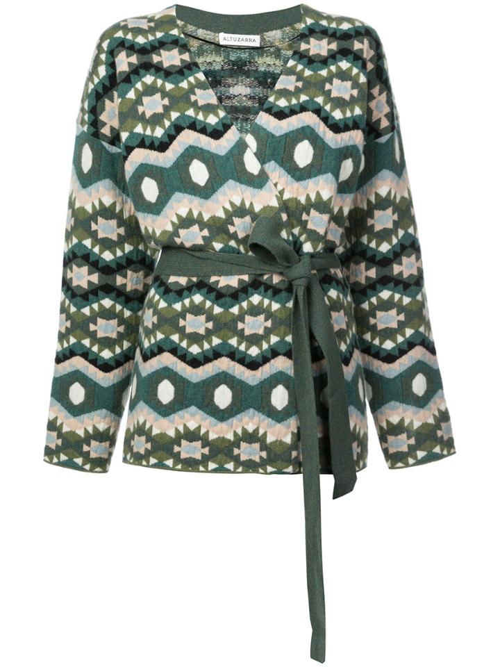 Altuzarra Patterned Tie Waist Cardigan - Green