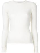 Estnation Round Neck Ribbed Top - White