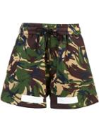 Off-white Auction House Camouflage Print Shorts, Men's, Size: Xl, Green, Cotton