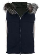 N.peal Fox Fur Trim Gilet - Blue
