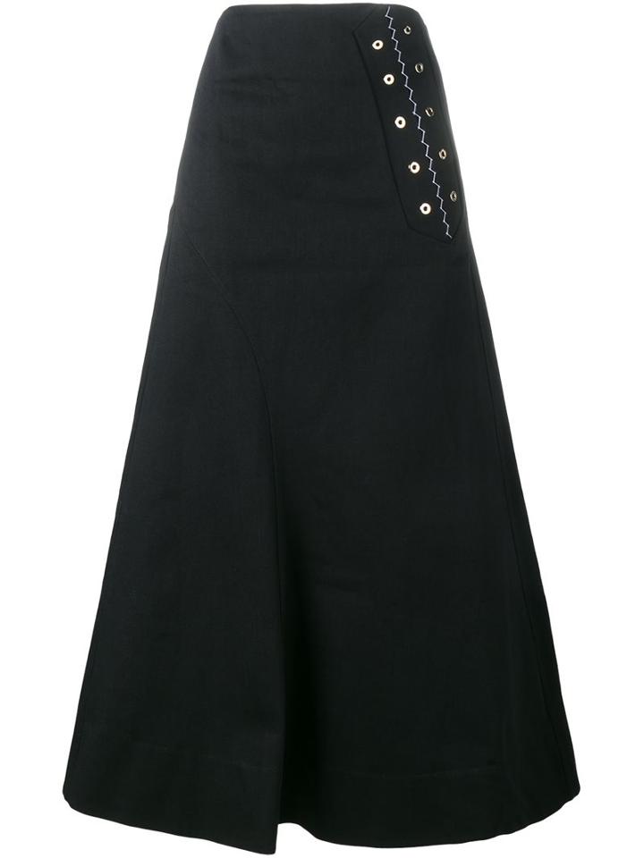 Ellery A-line Maxi Skirt, Women's, Size: 12, Black, Silk/cotton