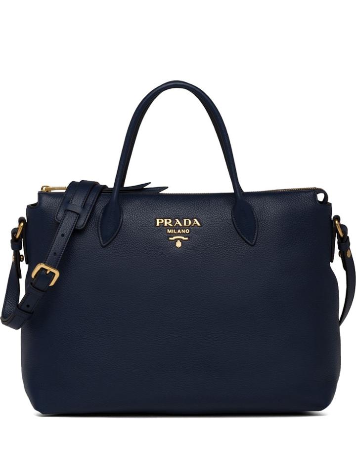 Prada Large Logo Tote Bag - Blue