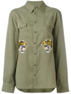 Laneus - Embroidered Tiger Shirt - Men - Tencel - 50, Green, Tencel