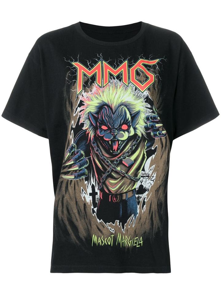 Mm6 Maison Margiela Mascot Print T-shirt - Black