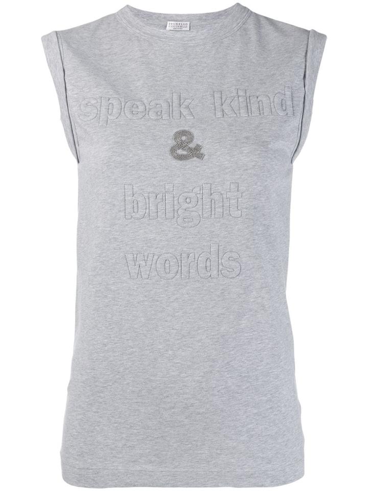 Brunello Cucinelli Speak Kind Tank Top - Grey