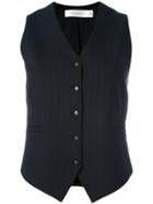 Victoria Beckham Pin-stripe Waistcoat, Women's, Size: 10, Blue, Wool/polyester/viscose